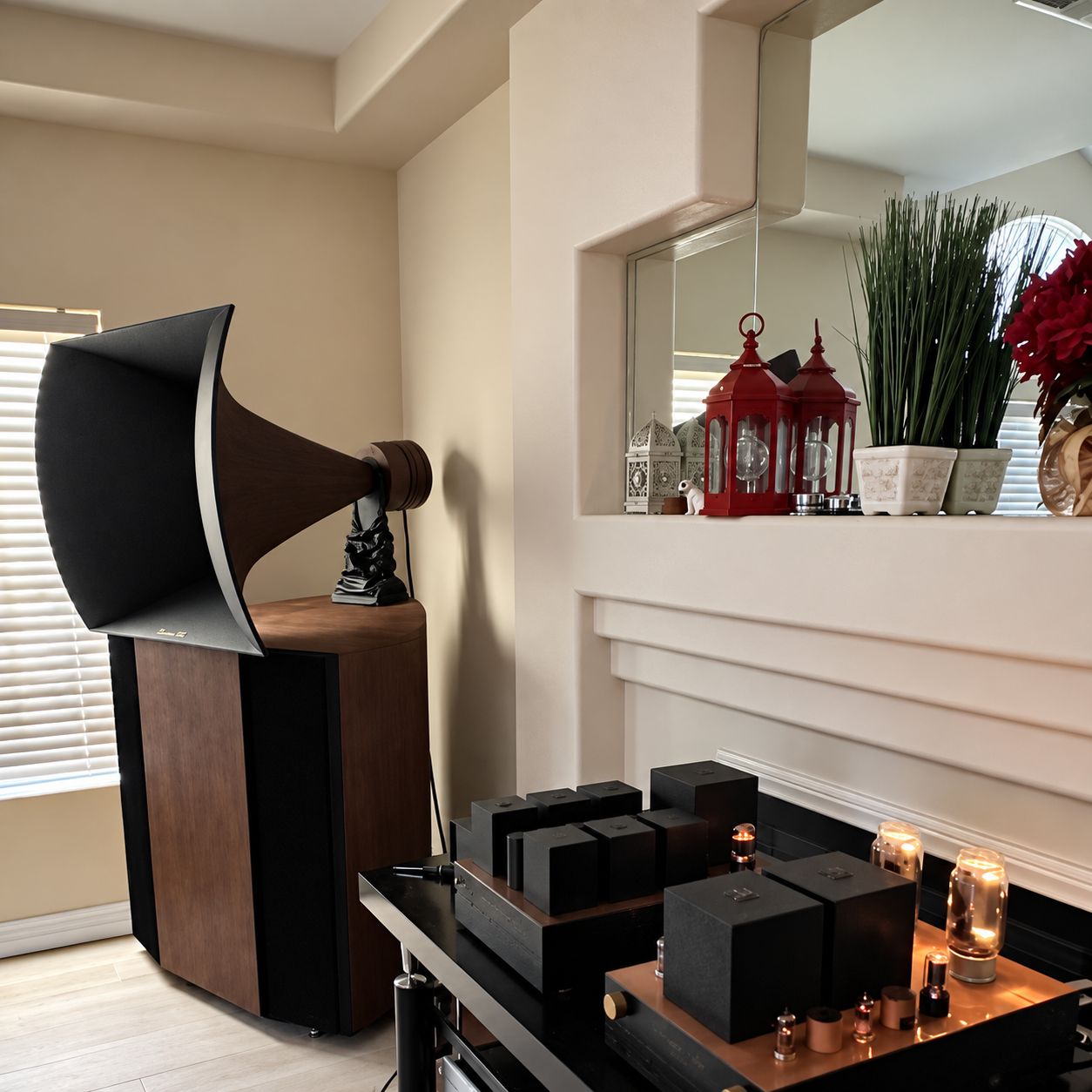 Destination Audio Vista horn loudspeaker in a listening room.
