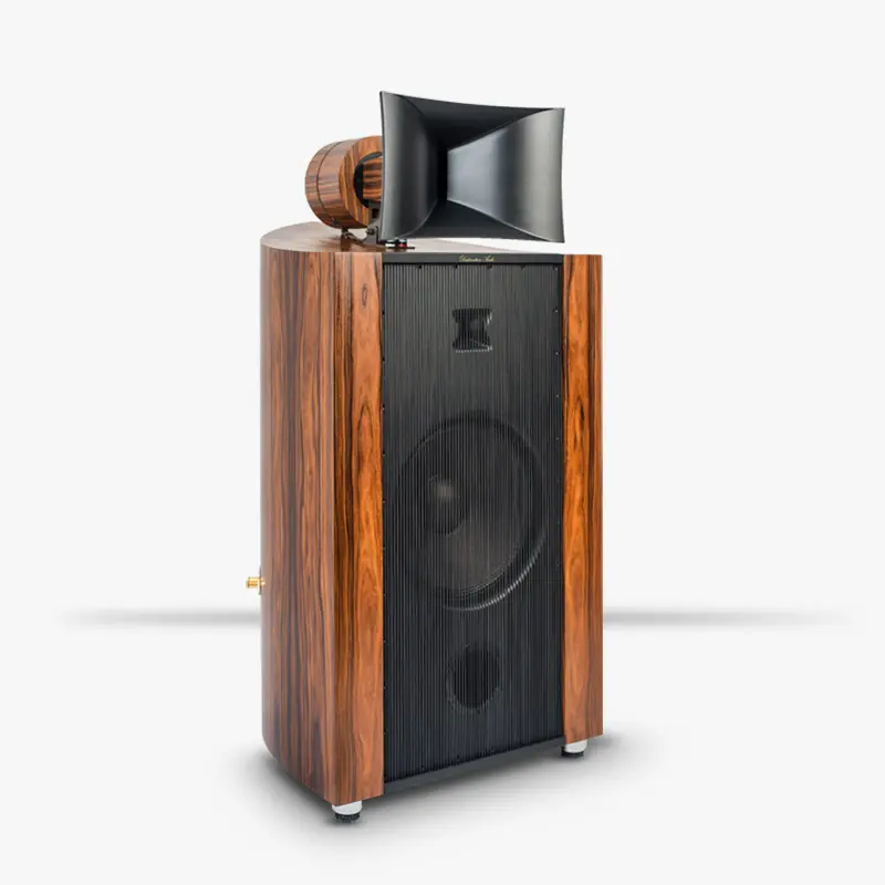 Destination Audio Nika 3-way horn speaker, rosewood cabinet with black grille and black horn