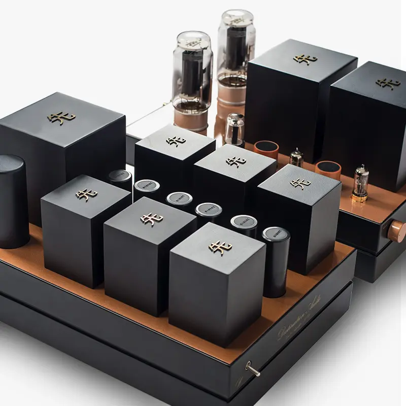 Destination Audio GM70 integrated amplifier with its separate power supply, tubes and transformer housings